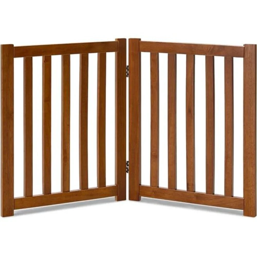 Solid HardWood Freestanding Pet Gate,Wooden Dog Gates for Doorways,Nature wood